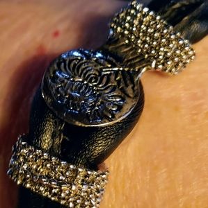 Black & Silver Leather Bracelet